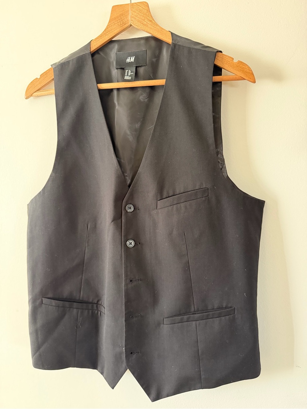 H&M Men's Black Dress Vest - Classic Button Front